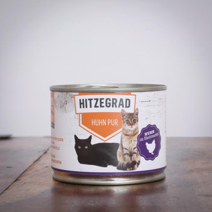Hitzegrad - Huhn Pur 200 g für Katzen Sparpaket 6 Dosen
